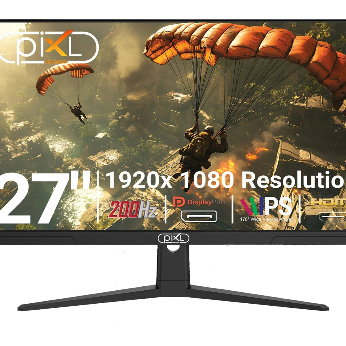 piXL X-Series GS27IDPHA 27 Inch Full HD IPS Gaming Monitor with 200Hz Refresh Rate, 1920 x 1080 Resolution, 0.5ms Response Time, HDMI 2.0 & DisplayPort 1.4
