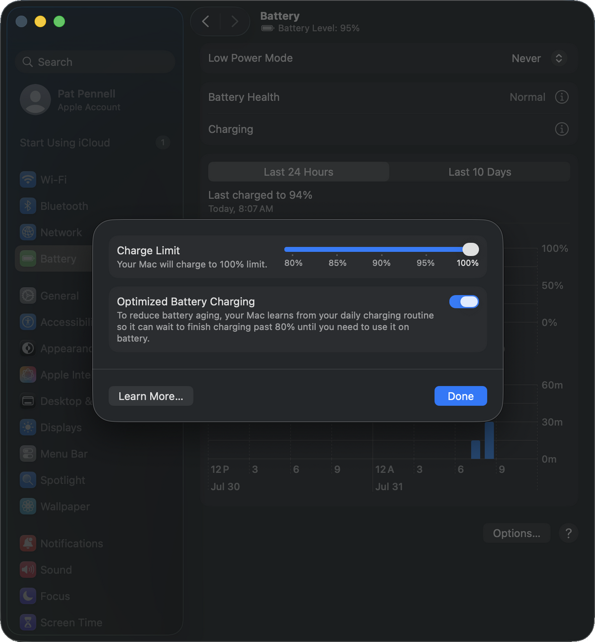 macos system settings battery setting panel