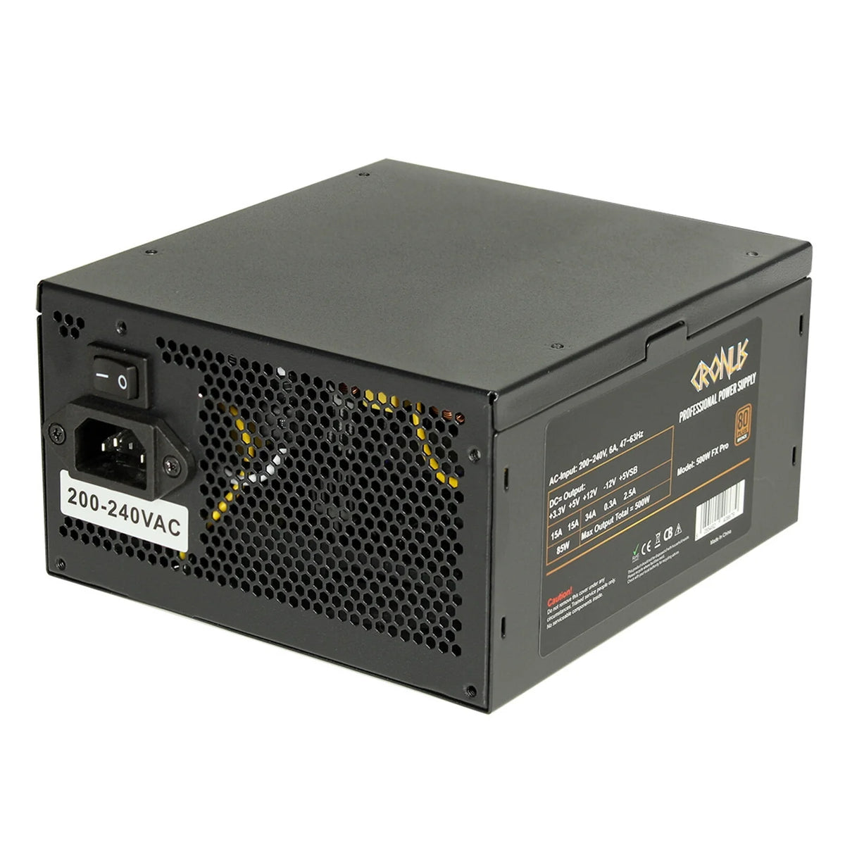 CRONUS 500ATV FX PRO 500W PSU 140mm Silent Cooling Fan 80 PLUS Bronze Non Modular Flat Black Cables Supreme Performance power supply unit