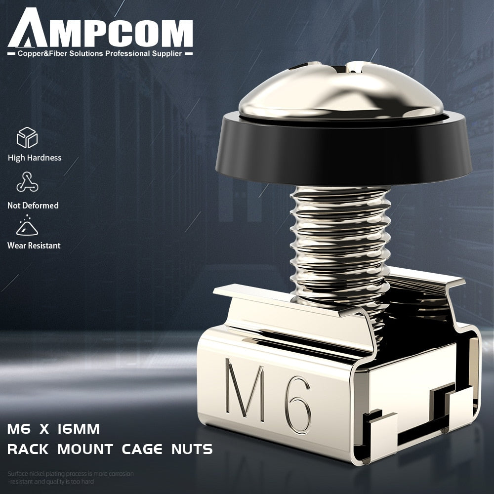 AMPCOM M6 x 16mm Rack Mount Cage Nuts, Screws and Washers - Tech Syndicate 