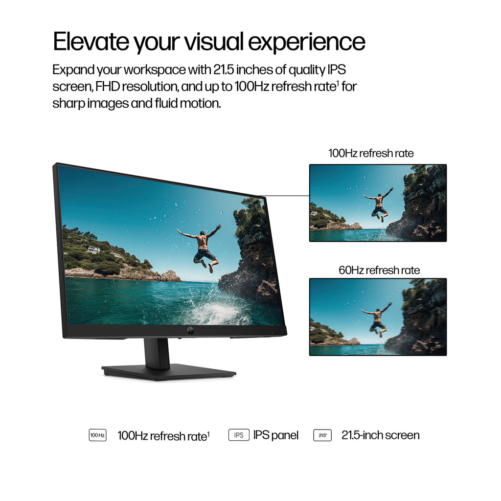 HP 322ph Series 3 Pro 21.5" FHD 100Hz IPS Monitor - Black