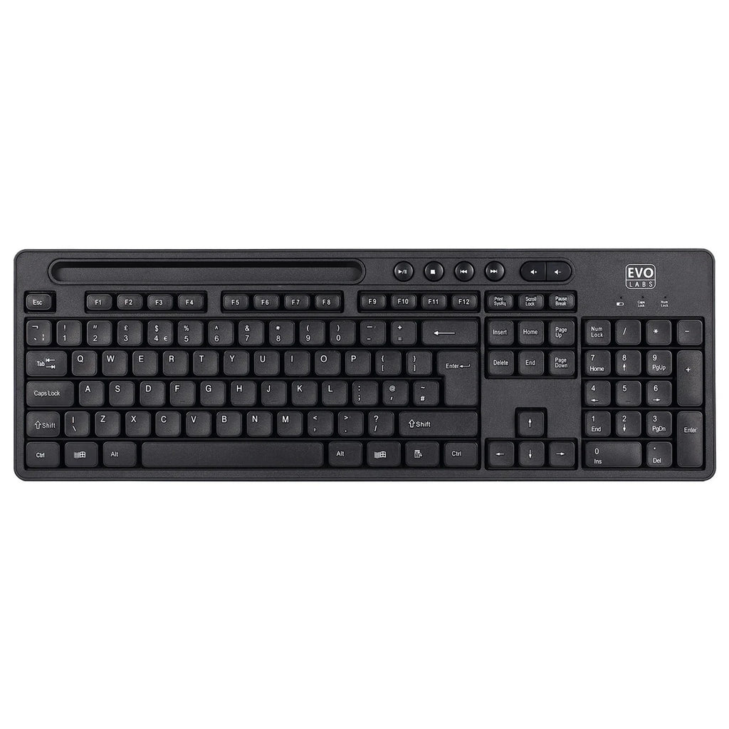 Evo Labs WM-757UK Wireless and Mouse Combo Set, 2.4GHz Full Size Qwerty UK Layout with Wireless Mouse, Ideal for Home or Office, Black keyboard Mouse included Home/Office UK International