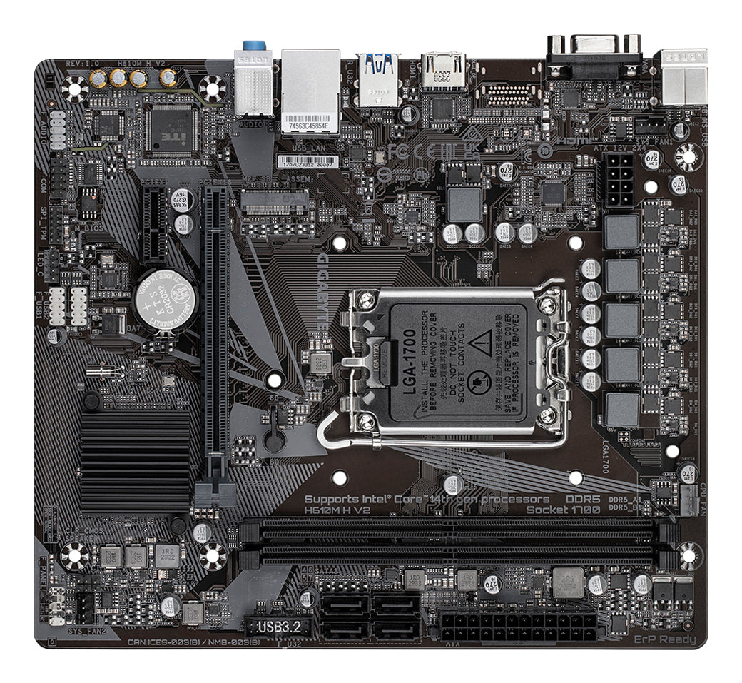 Gigabyte H610M H V2 Rev 1.0 LGA1700 DDR5 Micro-ATX Motherboard