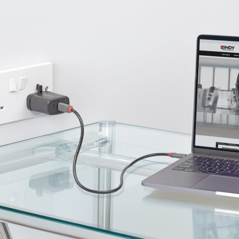 Lindy 65W Dual USB-C GaN Charger UK Plug - Black (73439)