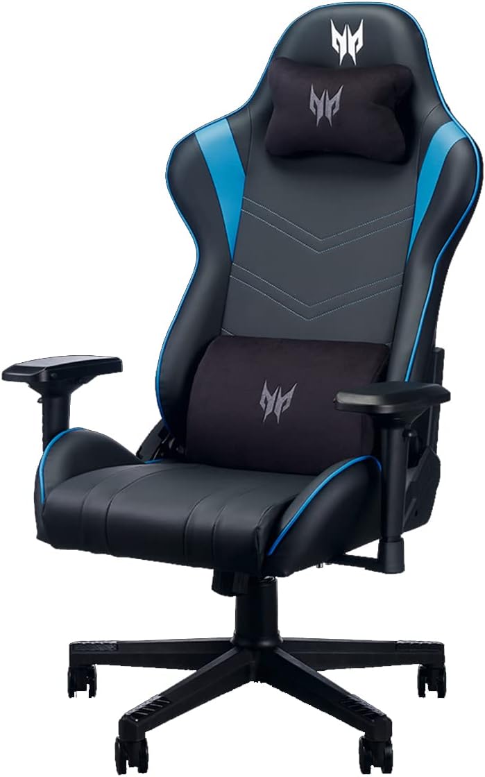 Acer Predator Rift gaming chair PGC010 - (4D armrests, height adjustable, reclining back, lumbar support, 120 kg max capacity, PVC leather, black)