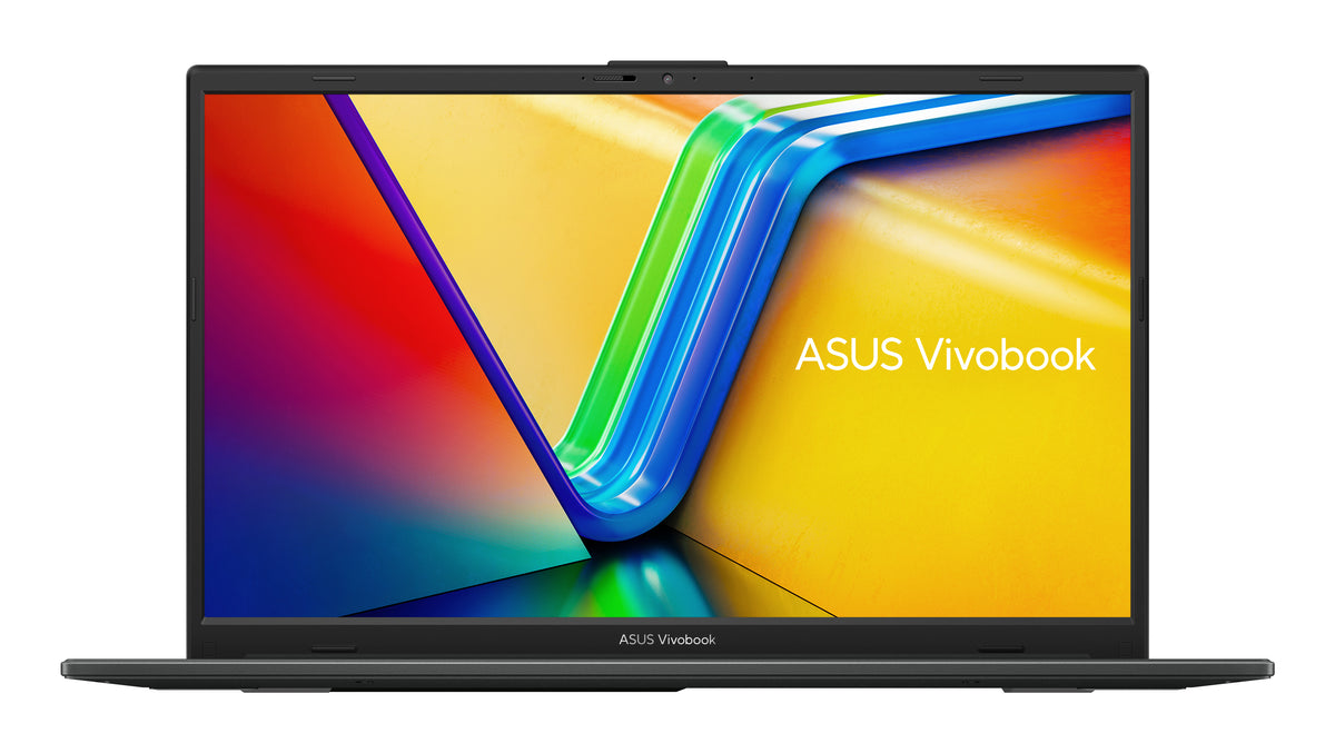 ASUS Vivobook Go 15 E1504FA-BQ5732W Mixed Black - open, low front angle