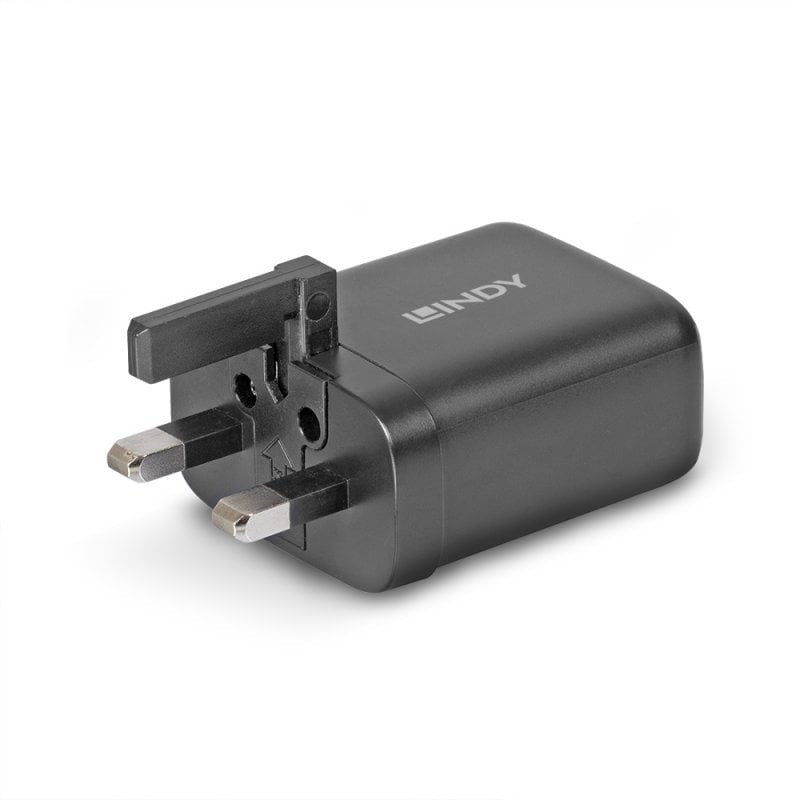 Lindy 65W Dual USB-C GaN Charger UK Plug - Black (73439)