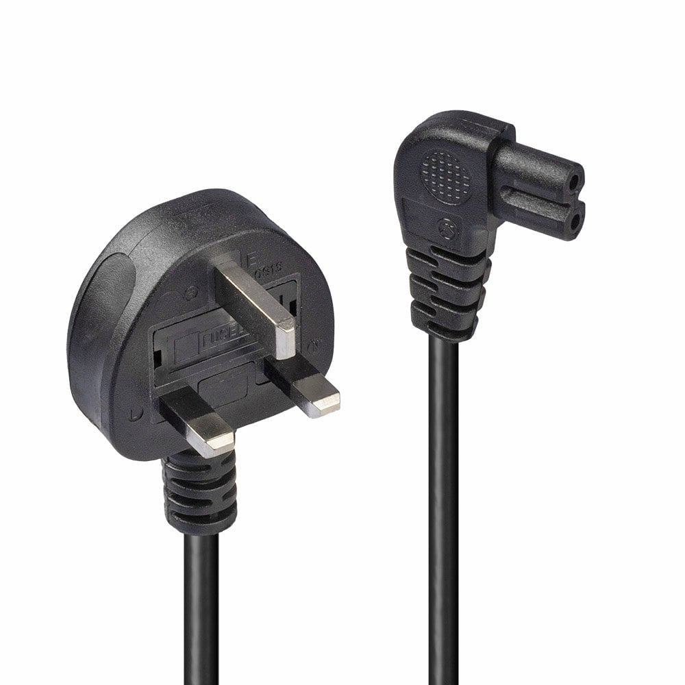 Lindy 30454 0.5m UK Right Angle IEC C7 Figure-8 Mains Cable