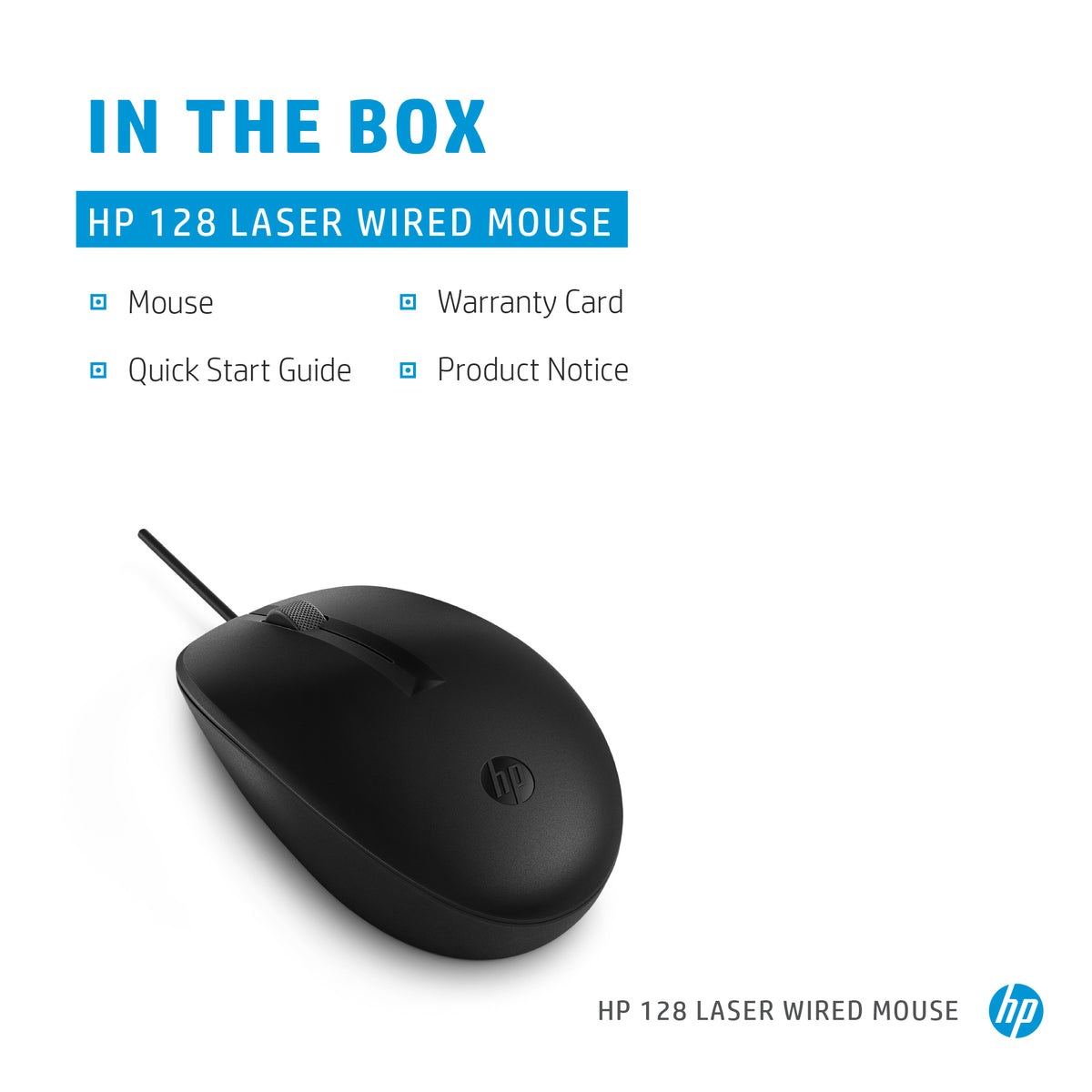 HP 128 Laser Wired Mouse 265D9AA - 1200 DPI, USB-A