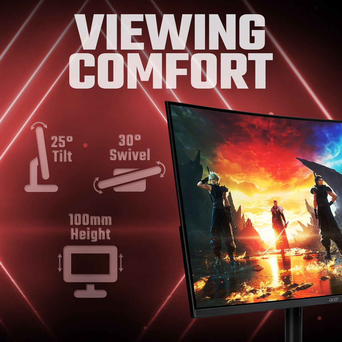Acer Nitro XZ322QU V3 31.5 QHD 180Hz Curved Gaming Monitor