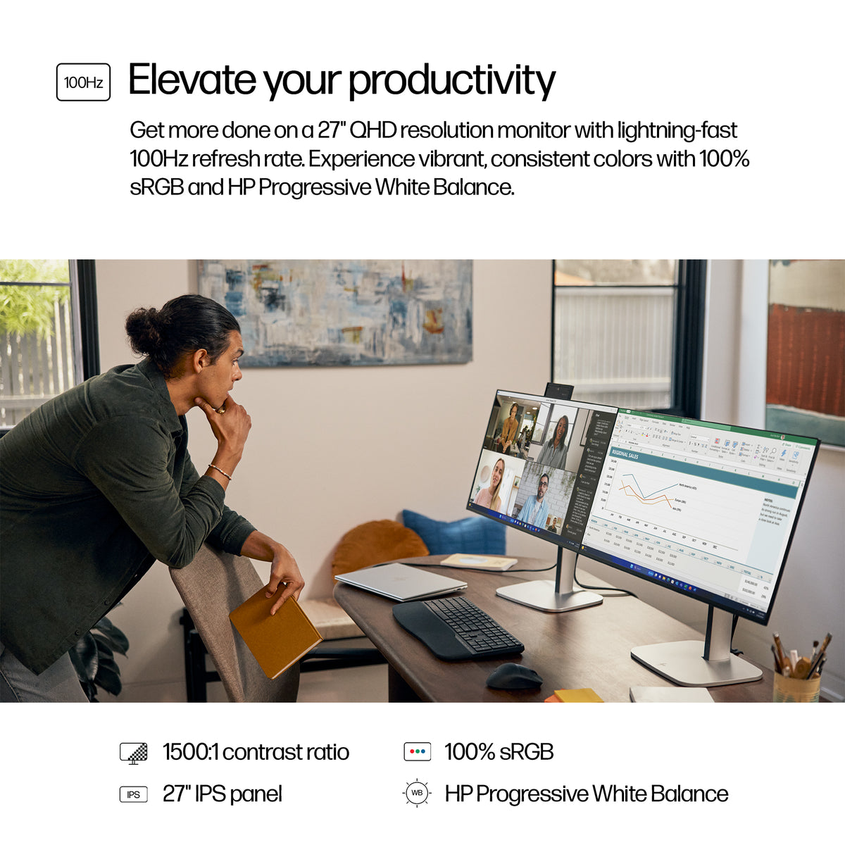 HP 527pq Series 5 Pro 27" QHD IPS Monitor - 2560x1440