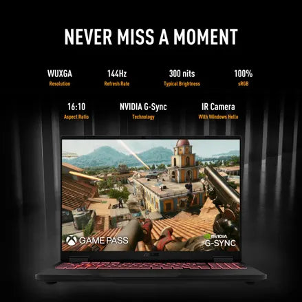 TUF Gaming A16 Gaming Laptop, 16” WUXGA 144Hz Display, AMD Ryzen 7 260 Processor, NVIDIA GeForce RTX 5060, 16GB RAM, 512GB SSD, Windows 11 Home, FA608UMI-NB73
