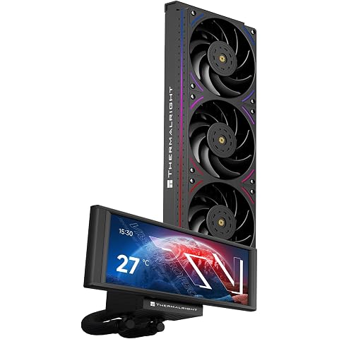 TR Thermalright Trofeo Vision 360 ARGB Black CPU Water Cooler, AM4/AM5, Intel LGA1851/1700, 6.86" Full Color LCD (1280x480 Resolution), Magnetic Panel Screen, DIY Dynamic/Static Images