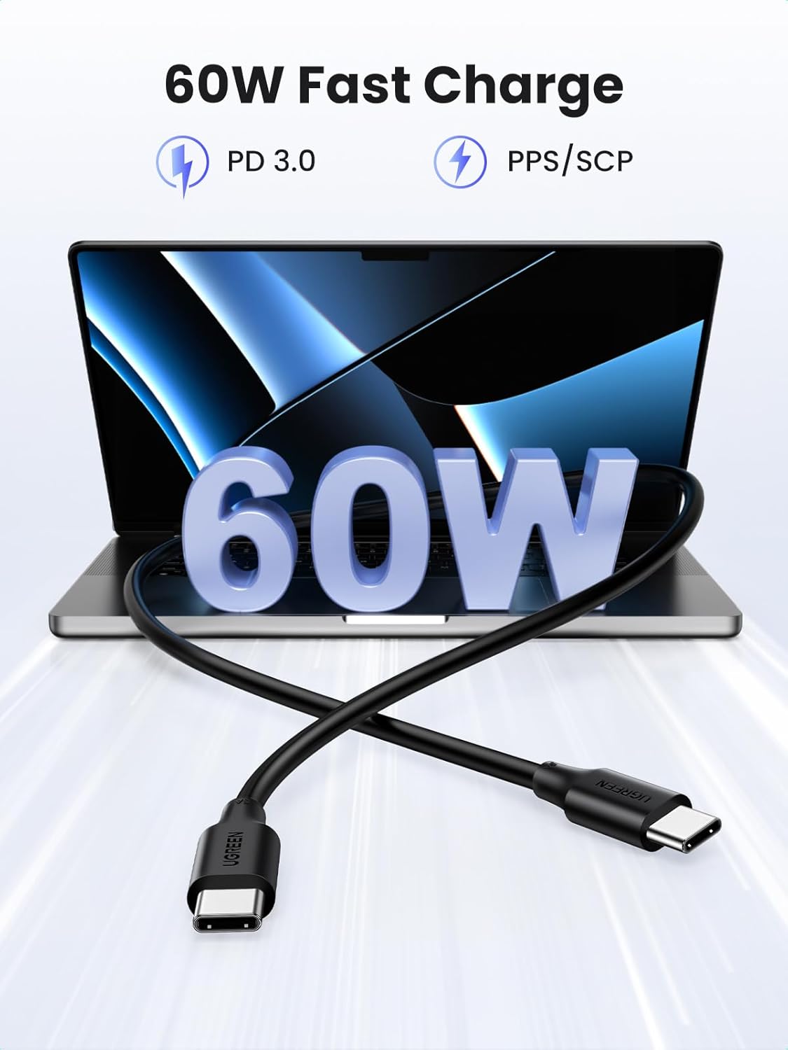 UGREEN PD 60W Fast Charging PVC Type C to Type C USB Cable