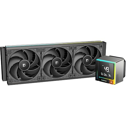 Sudokoo ENERGLO 360 Liquid Cooler: Data Display &amp; PWM Pump Equipped 360mm AIO CPU Cooler - 3 x 120mm Black Water Cooling Unit Compatible with Intel LGA 1851/1700/1200/115X &amp; AMD AM5/AM4