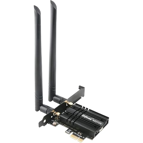 WiFi Card 5400Mbps 6E Wireless WiFi Bluetooth 5.3 PCIe Network Card, Intel WiFi 6E AX210 Chip, 6GHz/5GHz/2.4GHz PCI Express Bluetooth WiFi 6 Card for Desktop/PC Windows 11/10(64Bit)