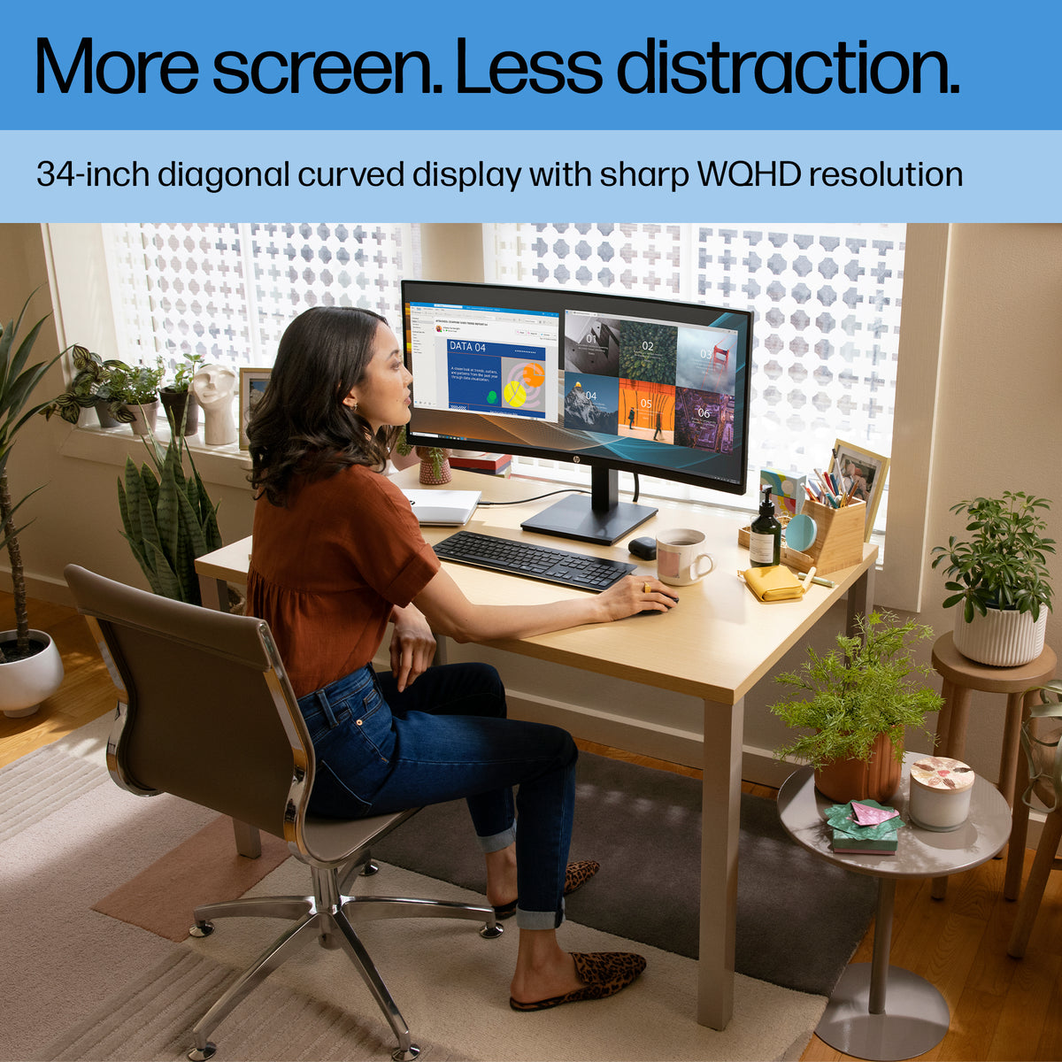 HP P34hc G4 34" Curved WQHD USB-C Monitor - 3440x1440