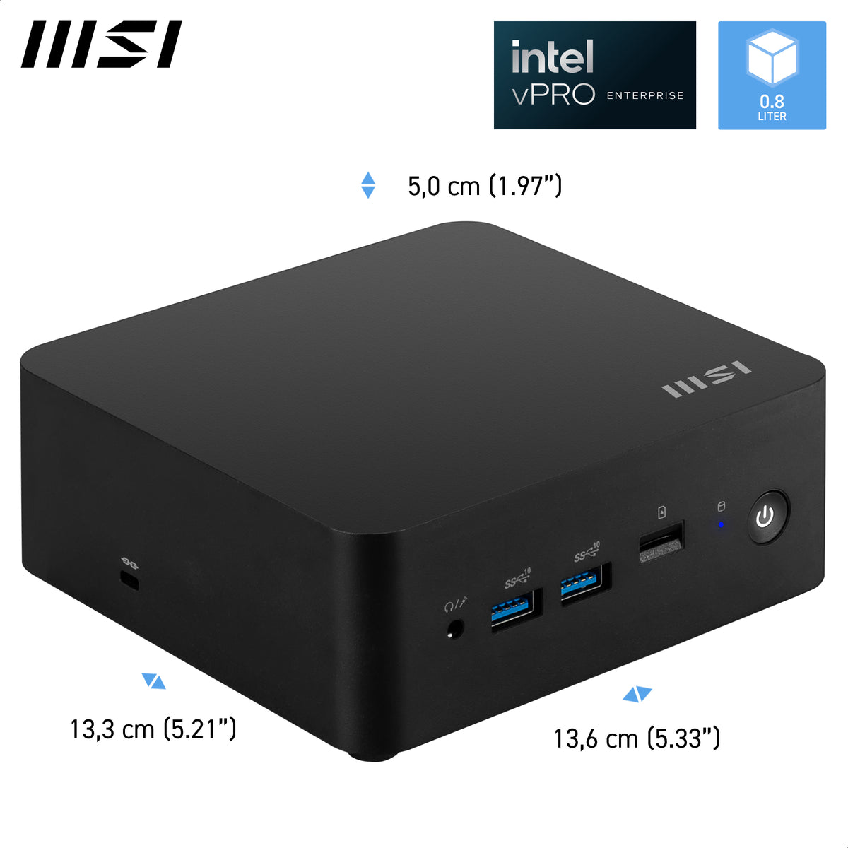 MSI Cubi NUC 13MQG i5-1345U vPro 8GB 512GB Win 11 Pro