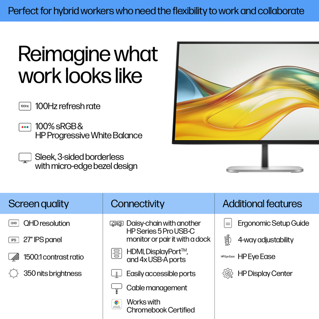 HP 527pq Series 5 Pro 27" QHD IPS Monitor - 2560x1440