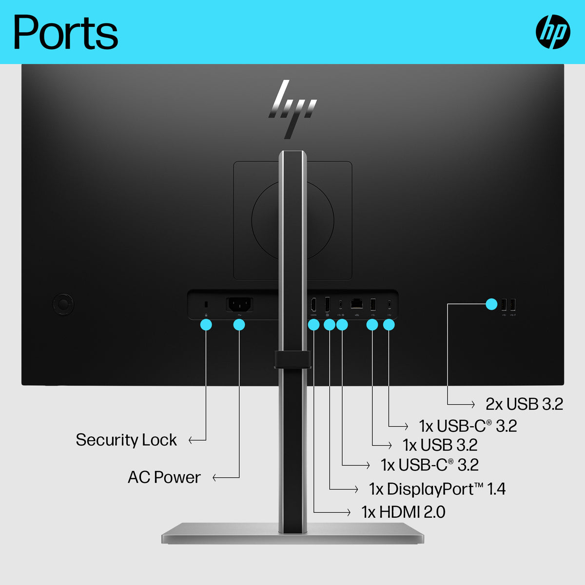 HP E27k G5 27" 4K UHD USB-C Monitor - IPS, 60Hz, 350cd/m²