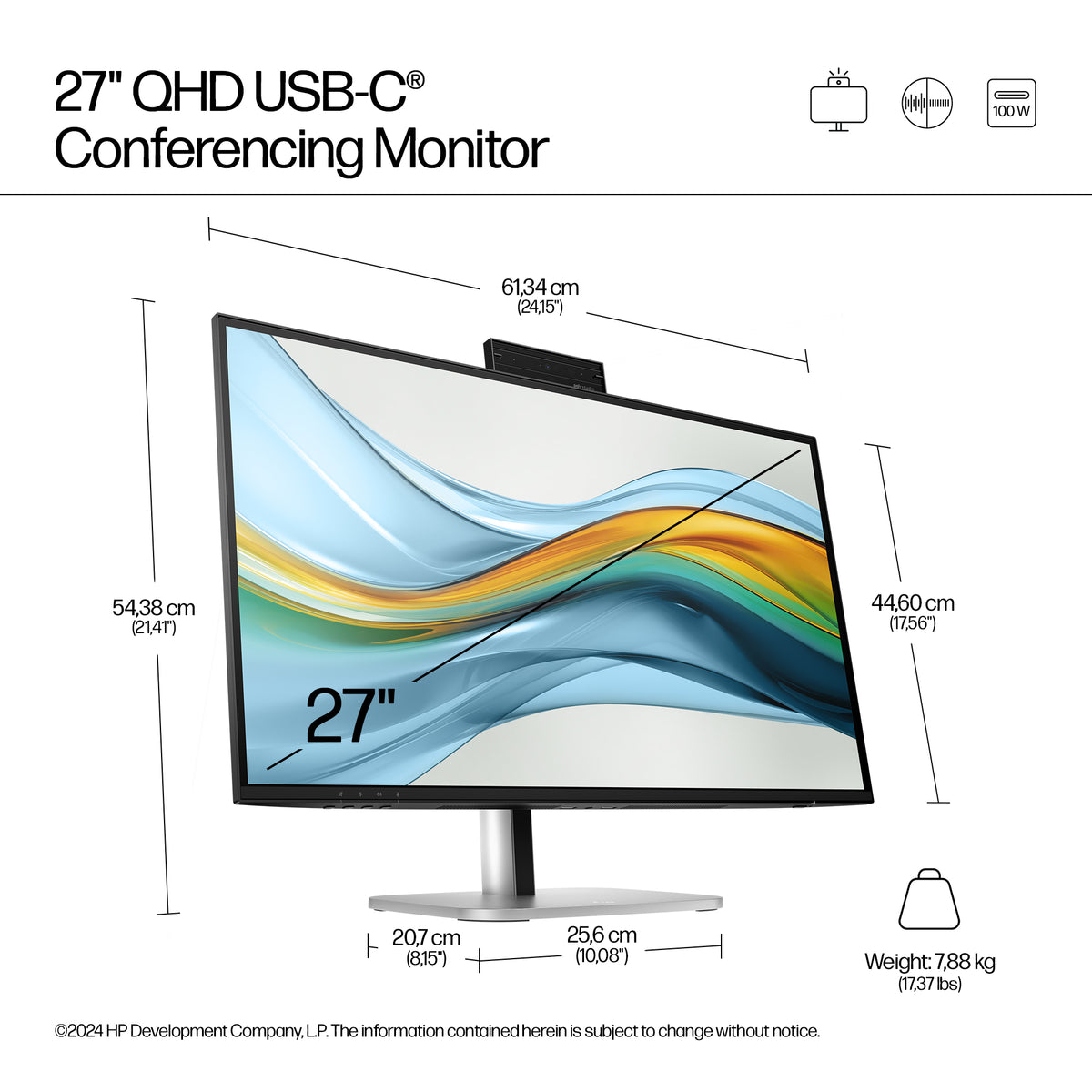 HP 527pm Series 5 Pro 27" QHD Conferencing Monitor - 1440p