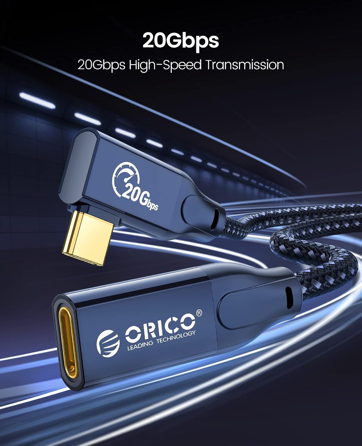 ORICO USB-C L-Shaped 3.2 Gen2 20GBps High-speed Extension Cable