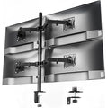 monTEK Stable Quad Monitor Stand Mount for 4 Screens up to 17&rdquo;-32&rdquo; Screen | Fully Adjustable Desk Mount with 10KG Capacity Each Arm, Monitor Arm with C Clamp and Grommet Base, VESA 75x75mm/100x100mm