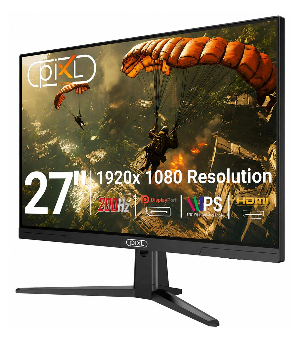 piXL X-Series GS27IDPHA 27 Inch Full HD IPS Gaming Monitor with 200Hz Refresh Rate, 1920 x 1080 Resolution, 0.5ms Response Time, HDMI 2.0 &amp; DisplayPort 1.4