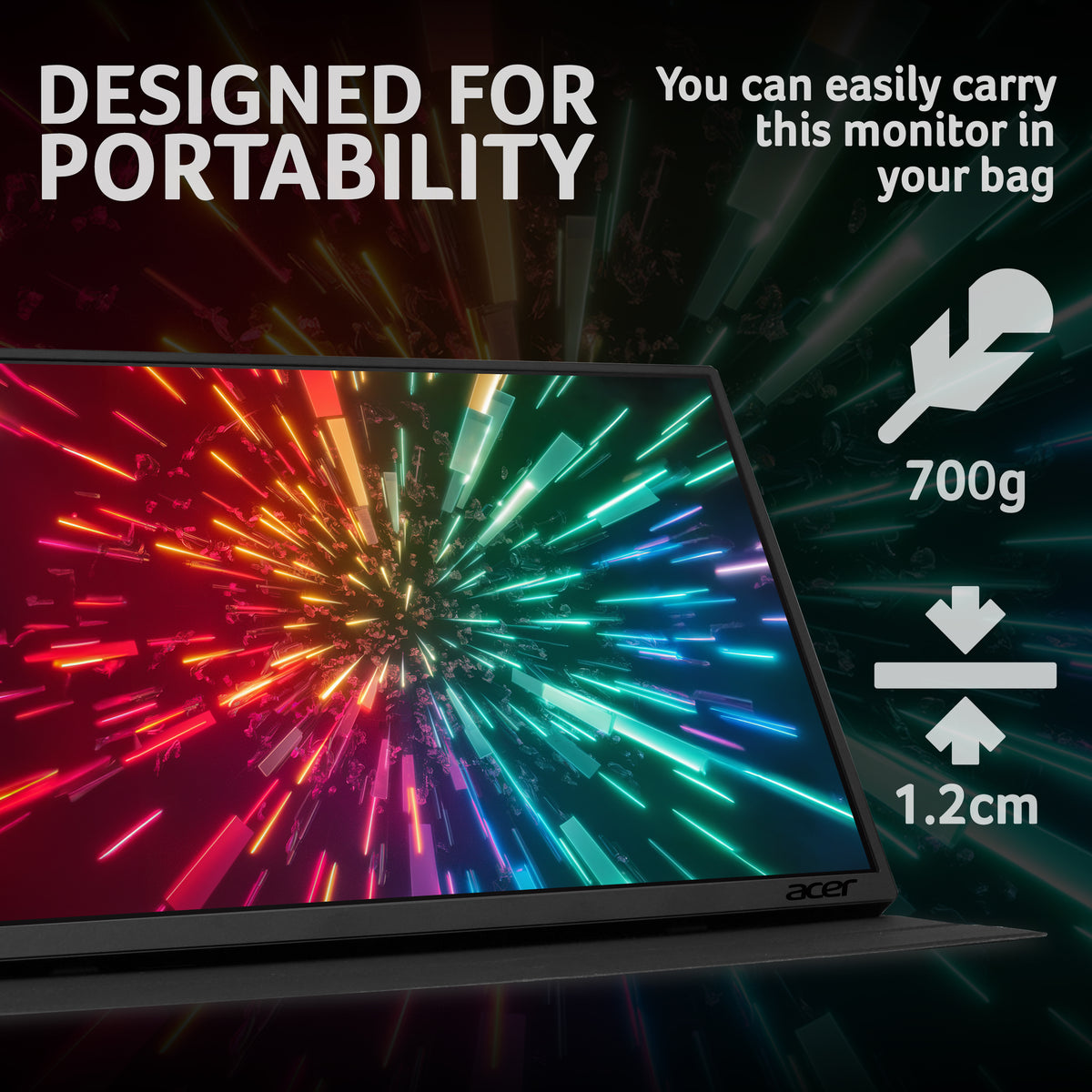 Acer PM161QT 15.6" FHD Touch Portable Monitor - 60Hz, USB-C
