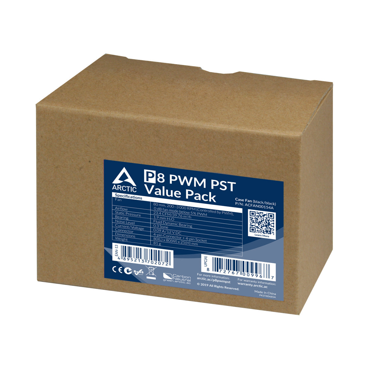 ARCTIC P8 PWM PST 80mm Fan with PST 5 Pack ACFAN00154A