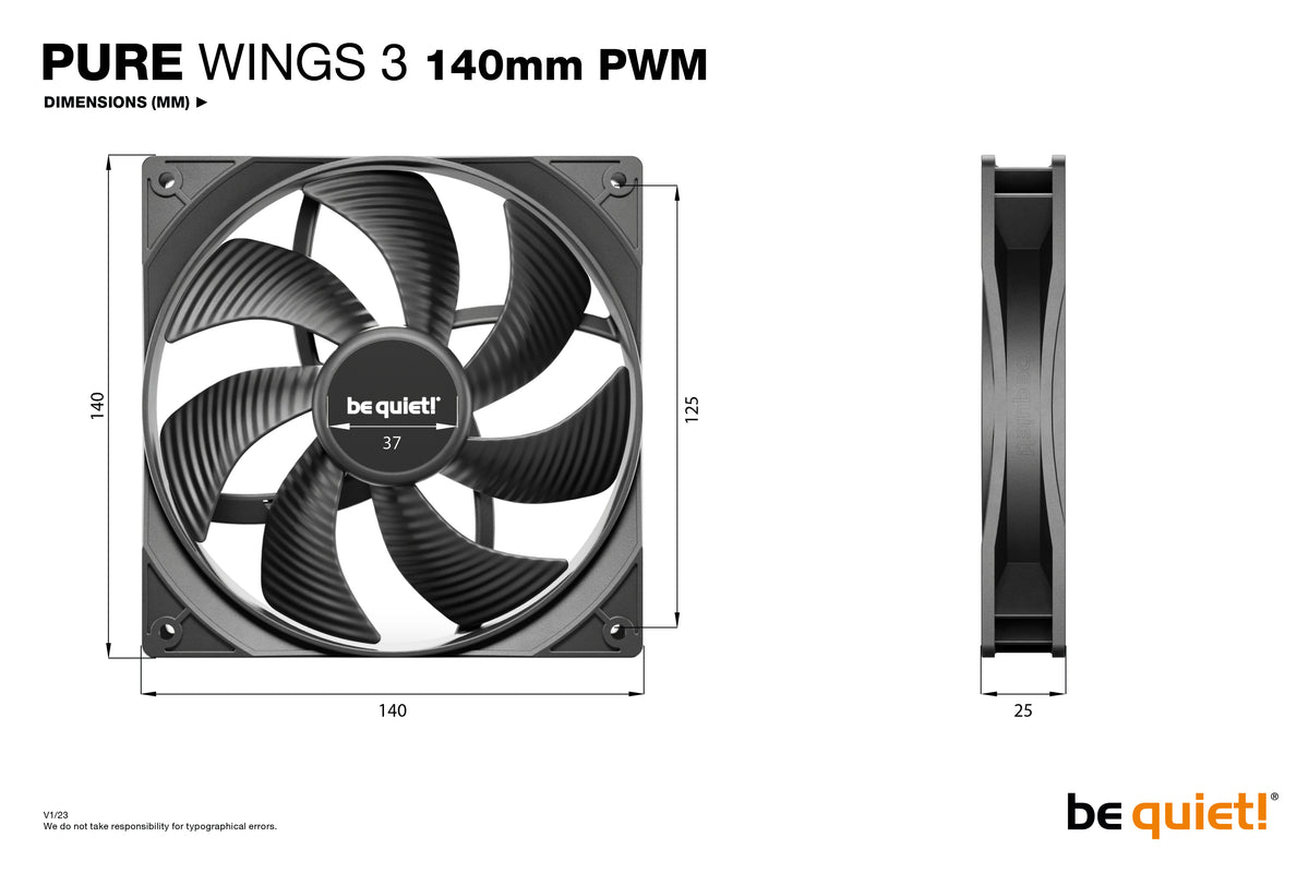be quiet! Pure Wings 3 140mm PWM Triple Pack Black - BL139