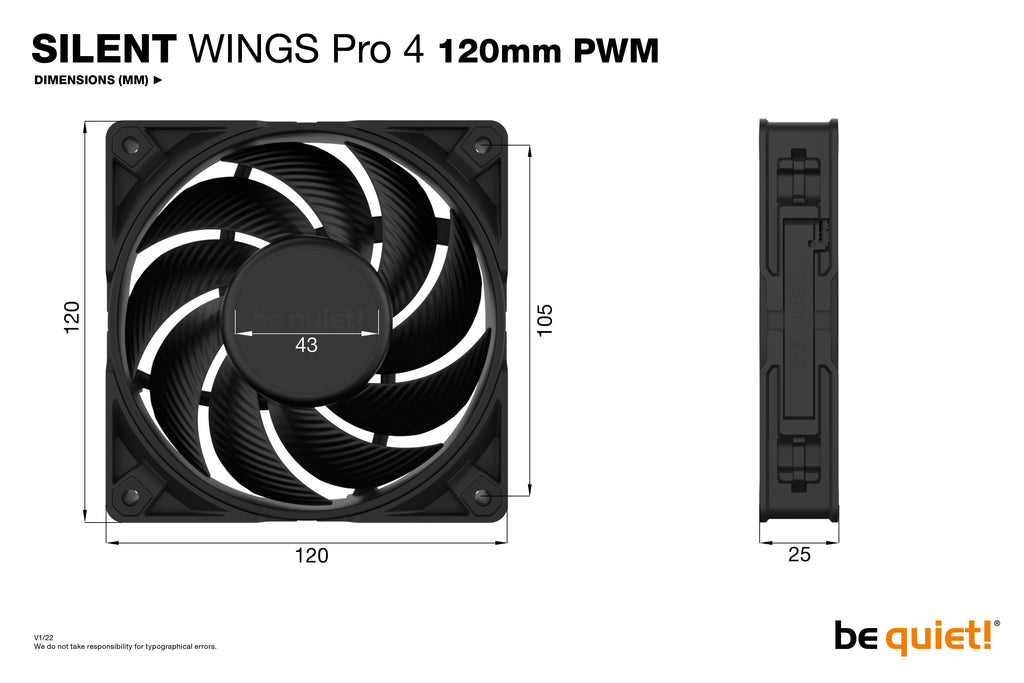 be quiet! Silent Wings Pro 4 120mm PWM Fan BL098