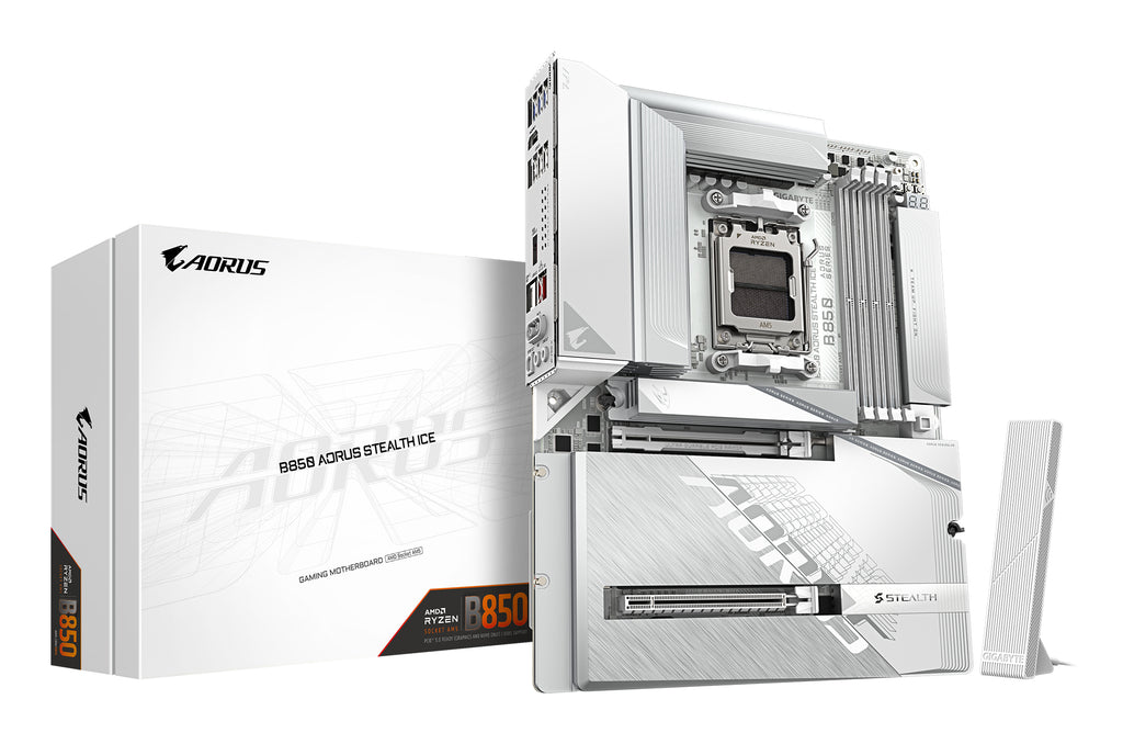 Gigabyte B850 AORUS STEALTH ICE AM5 ATX Motherboard Wi-Fi 7