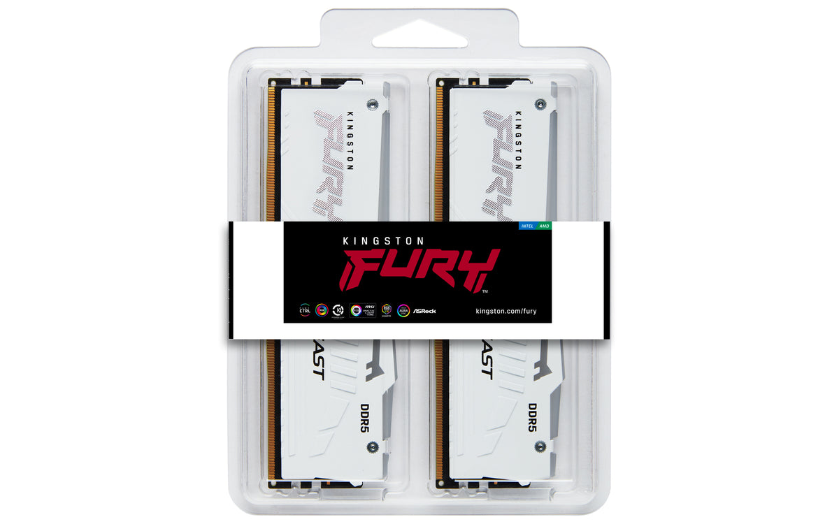 Kingston FURY Beast White RGB 64GB DDR5 6000MT/s CL36 Kit
