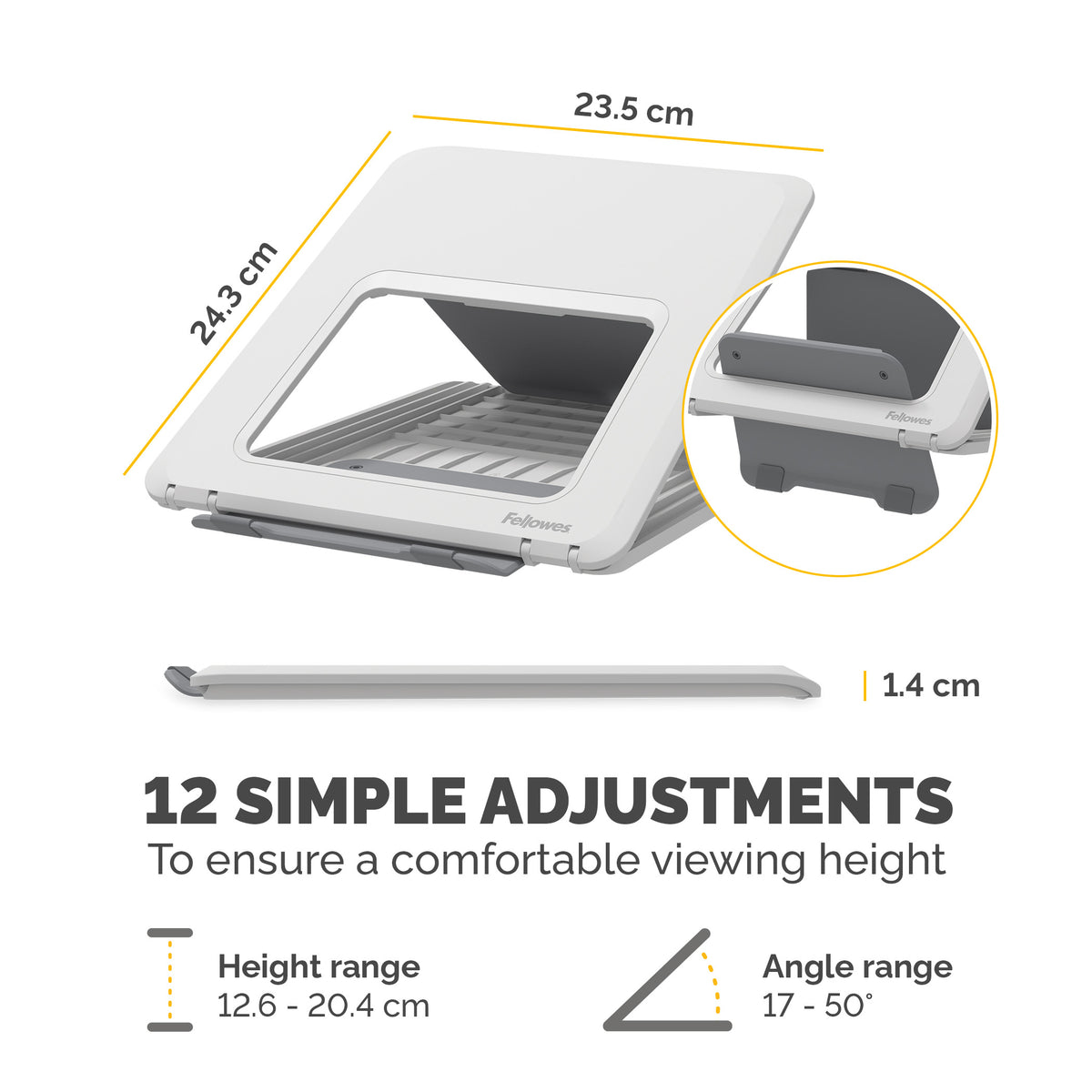 Fellowes Breyta Laptop Stand White - 12 Height Settings