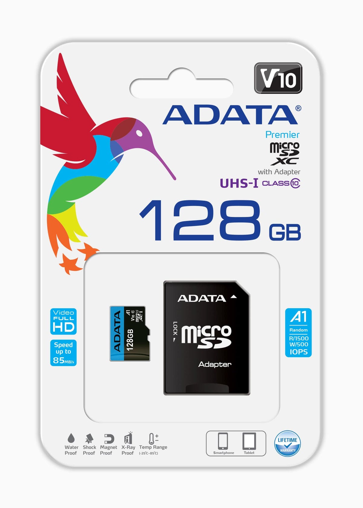ADATA Premier 128GB microSDXC UHS-I Class 10 V10 A1 Card
