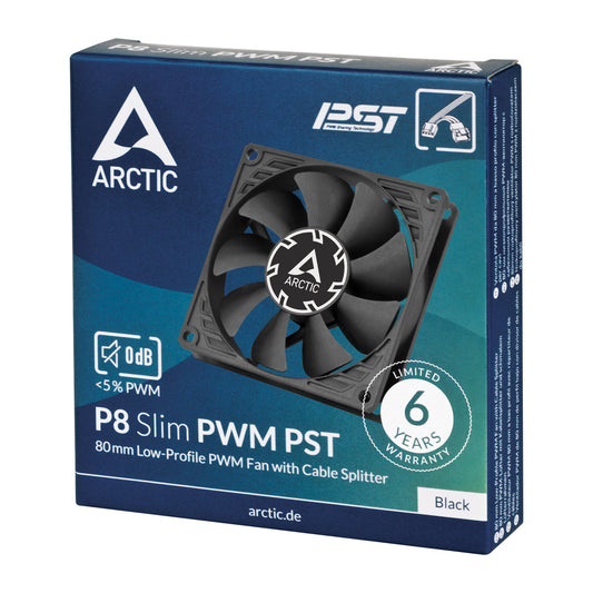 ARCTIC P8 Slim 8cm PWM PST Case Fan w/ Cable Splitter & Fluid Dynamic 300-3000 RPM - Tech Syndicate 