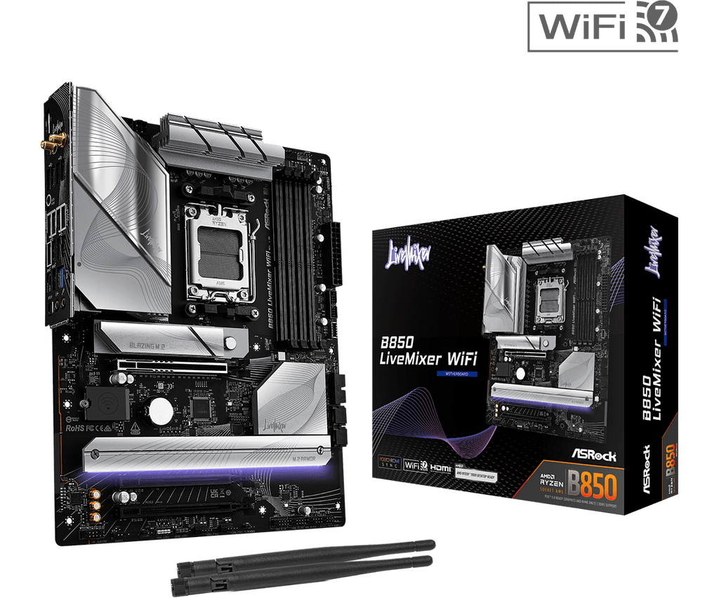ASRock B850 LiveMixer WiFi AM5 ATX Motherboard - Wi-Fi 7