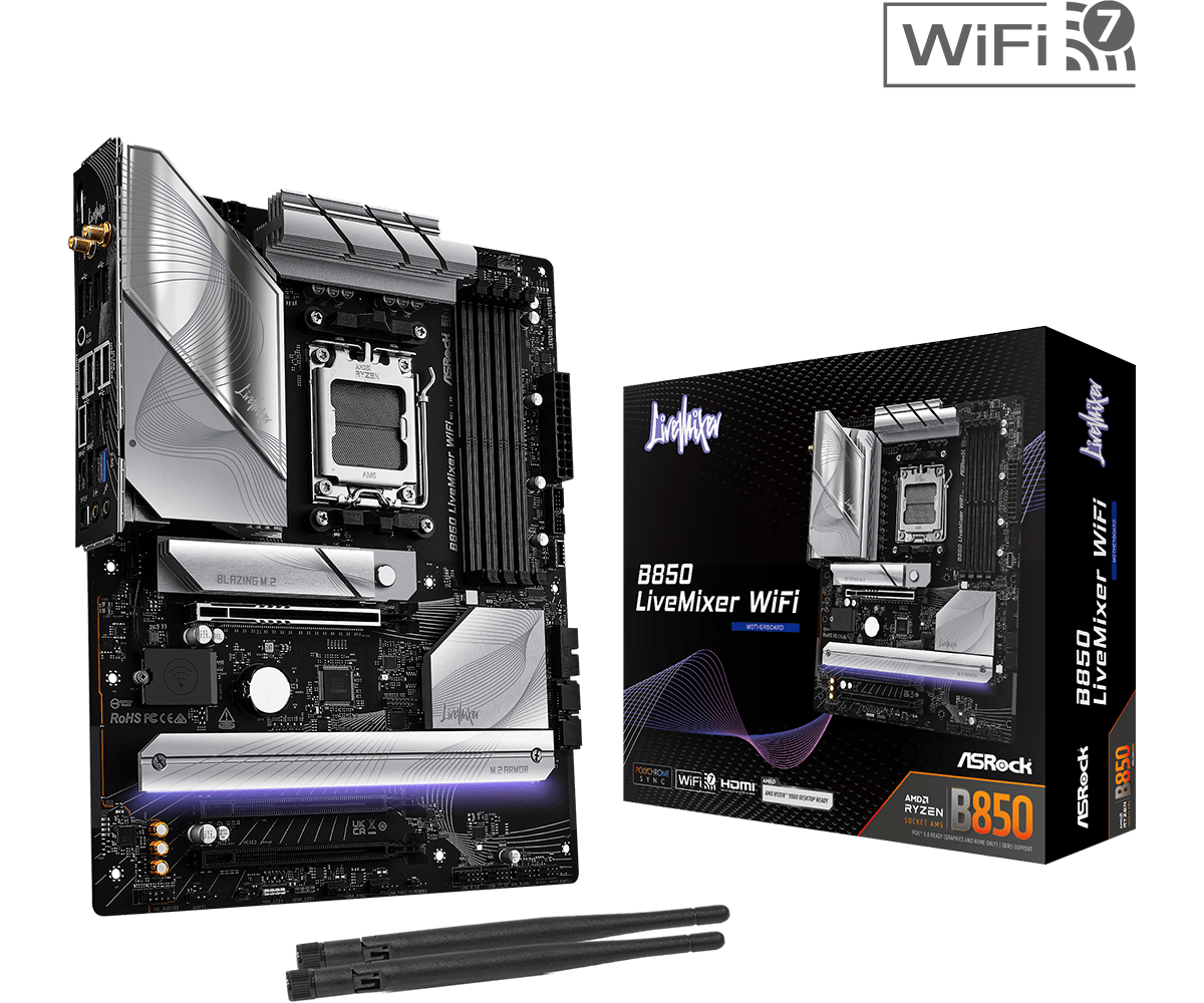ASRock B850 LiveMixer WiFi AM5 ATX Motherboard - Wi-Fi 7