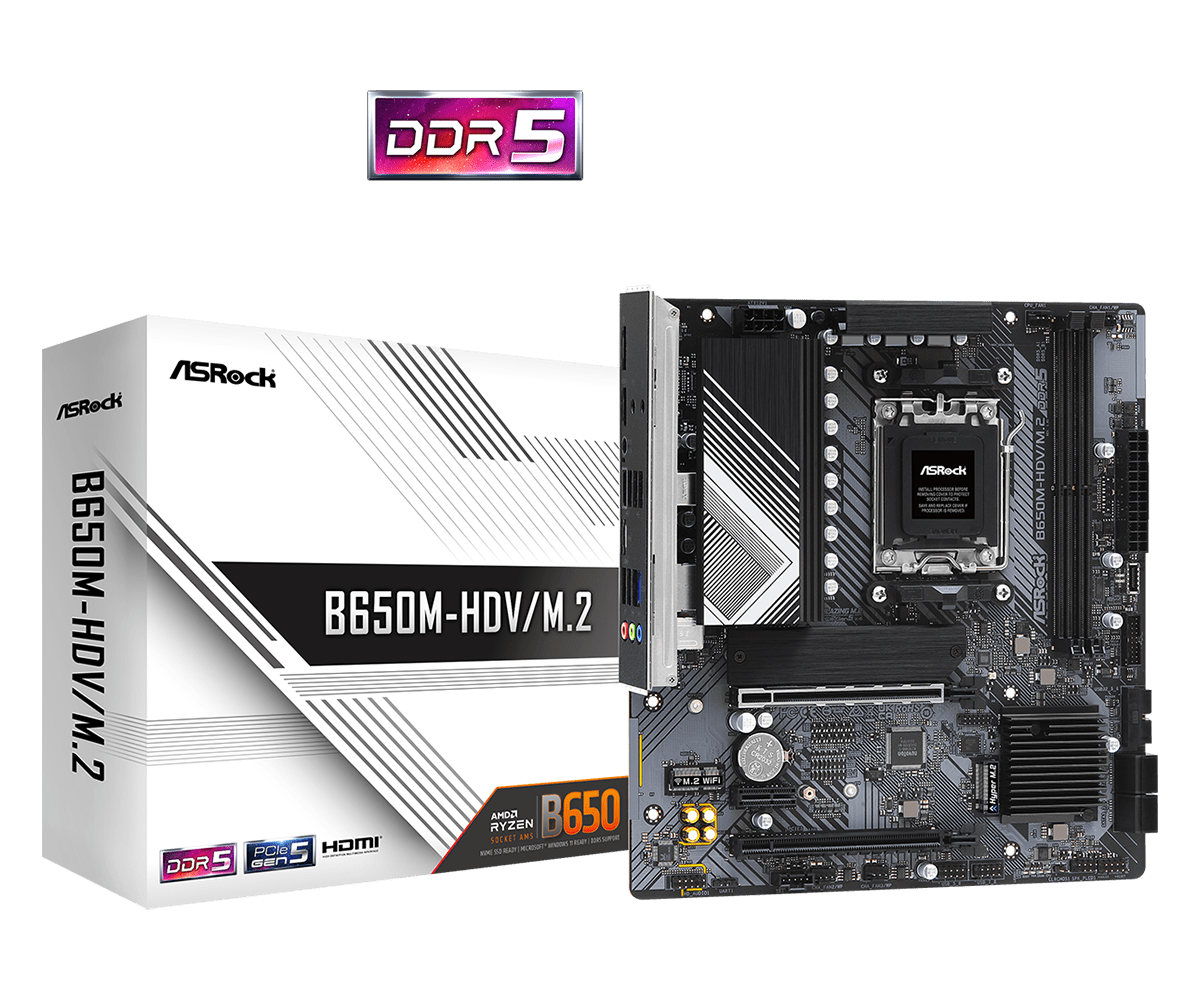 ASRock B650M-HDV/M.2 AMD AM5 Micro-ATX Motherboard