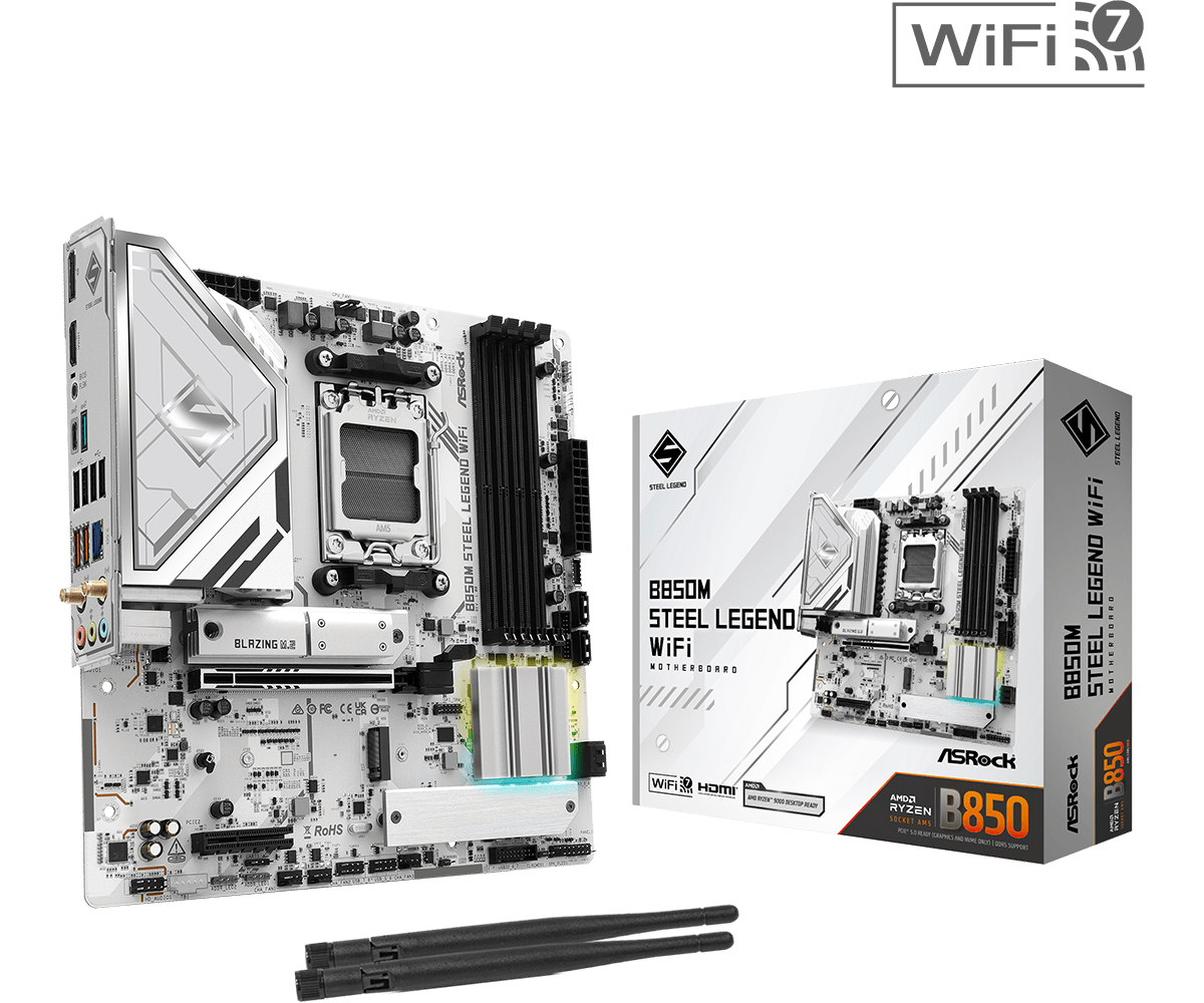 ASRock B850M Steel Legend WiFi AM5 Micro-ATX Motherboard