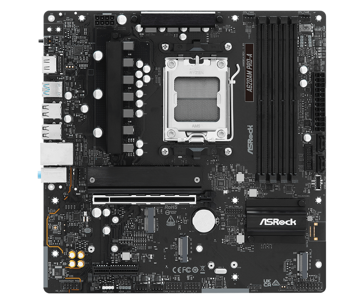 ASRock A620AM Pro-A AM5 Micro-ATX Motherboard - DDR5, 3x M.2