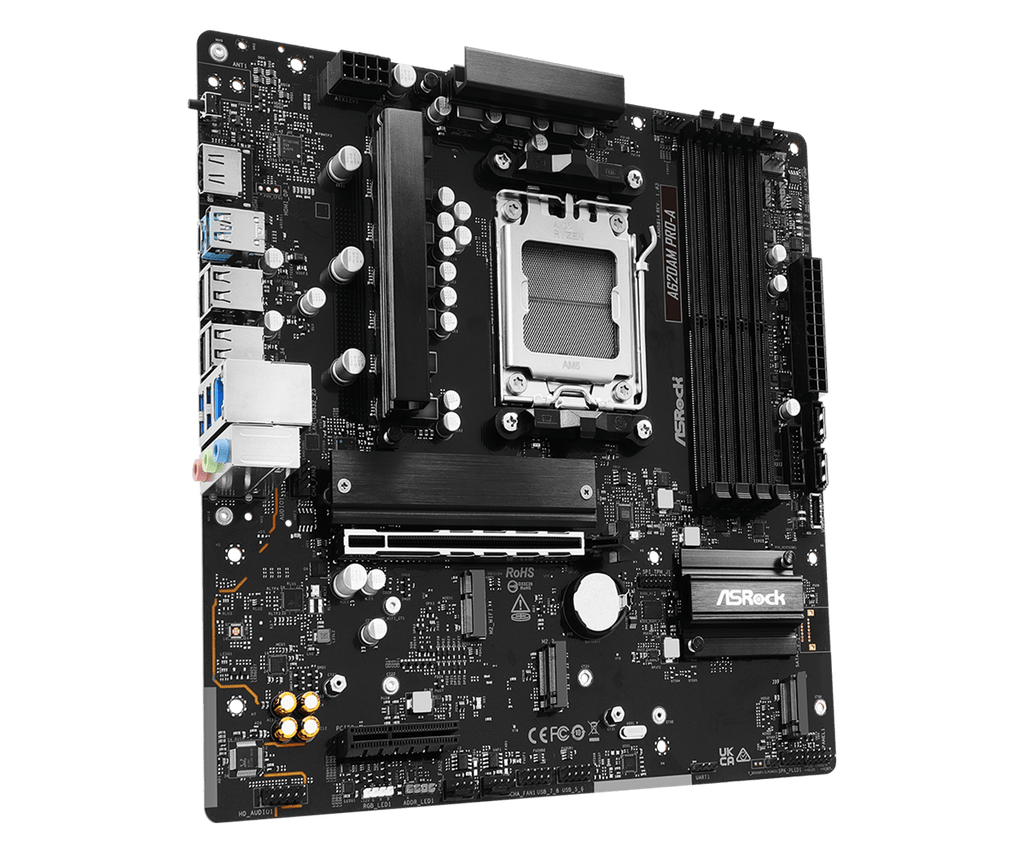 ASRock A620AM Pro-A AM5 Micro-ATX Motherboard - DDR5, 3x M.2