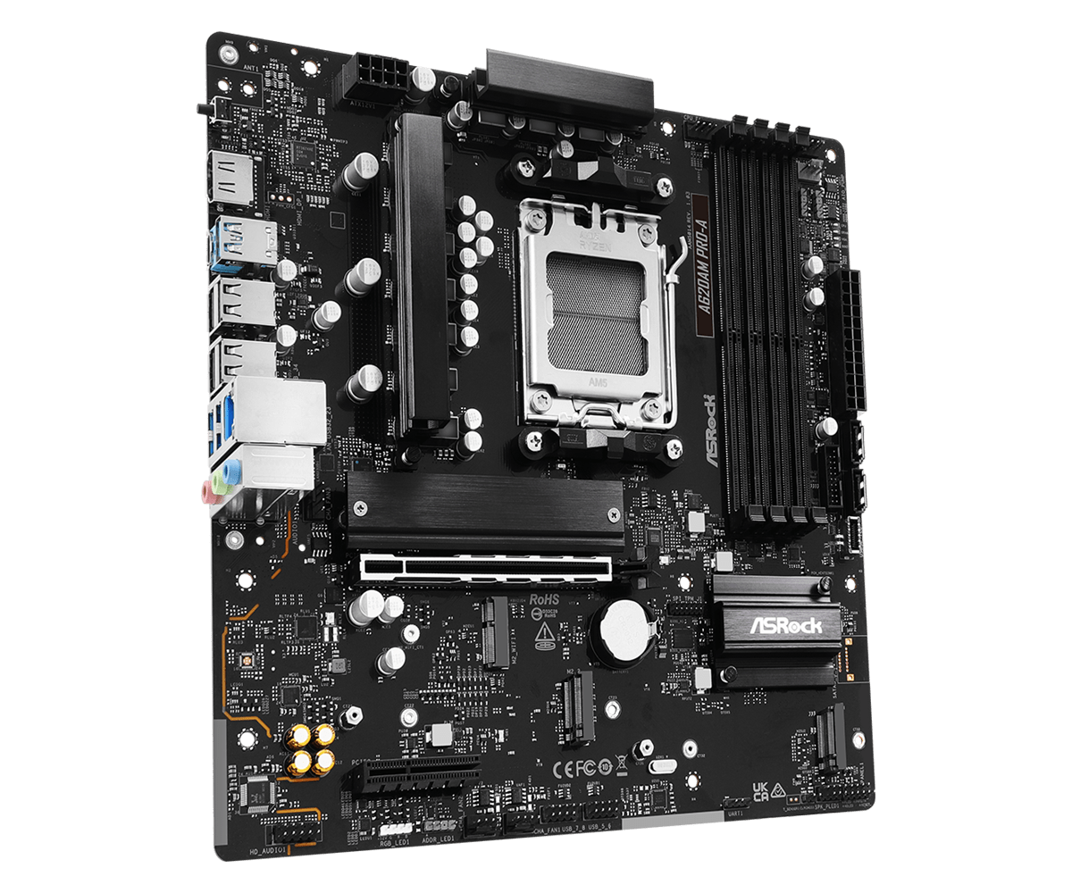 ASRock A620AM Pro-A AM5 Micro-ATX Motherboard - DDR5, 3x M.2