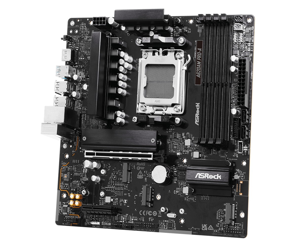 ASRock A620AM Pro-A AM5 Micro-ATX Motherboard - DDR5, 3x M.2