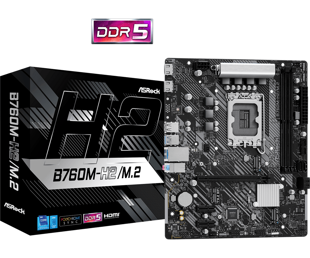 ASRock B760M-H2/M.2 Intel LGA1700 Micro ATX DDR5 Motherboard