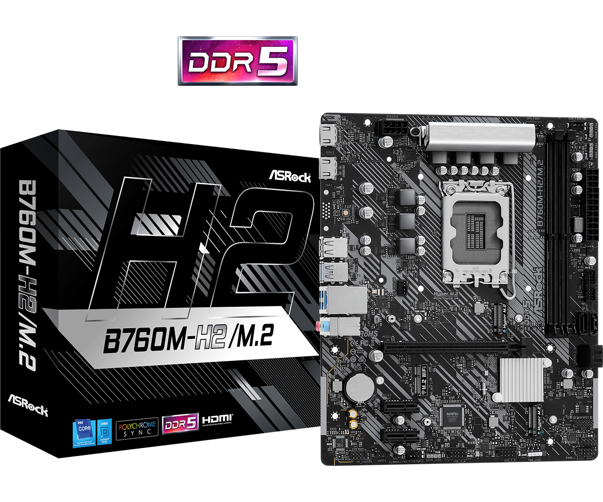 ASRock B760M-H2/M.2 Intel LGA1700 Micro ATX DDR5 Motherboard