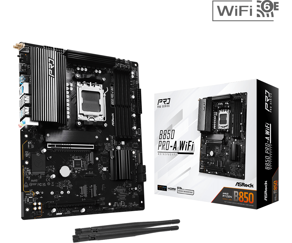 ASRock B850 Pro-A WiFi AM5 ATX Motherboard DDR5 Wi-Fi 6E