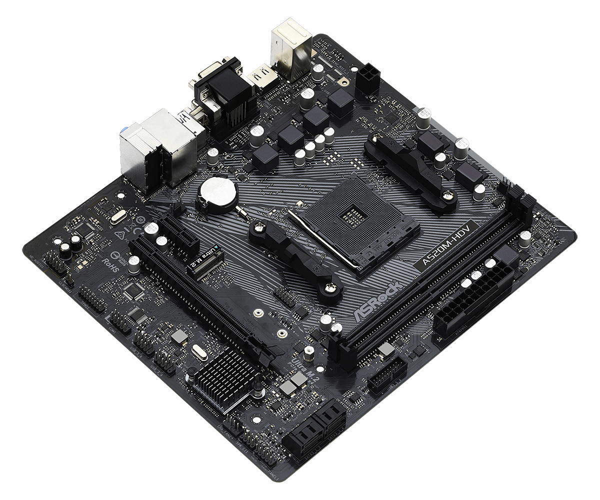 ASRock A520M-HDV Micro-ATX AM4 Motherboard - DDR4, M.2