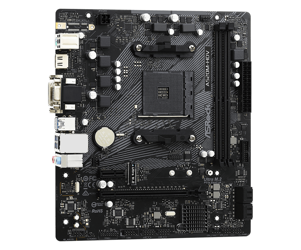 ASRock A520M-HDV Micro-ATX AM4 Motherboard - DDR4, M.2